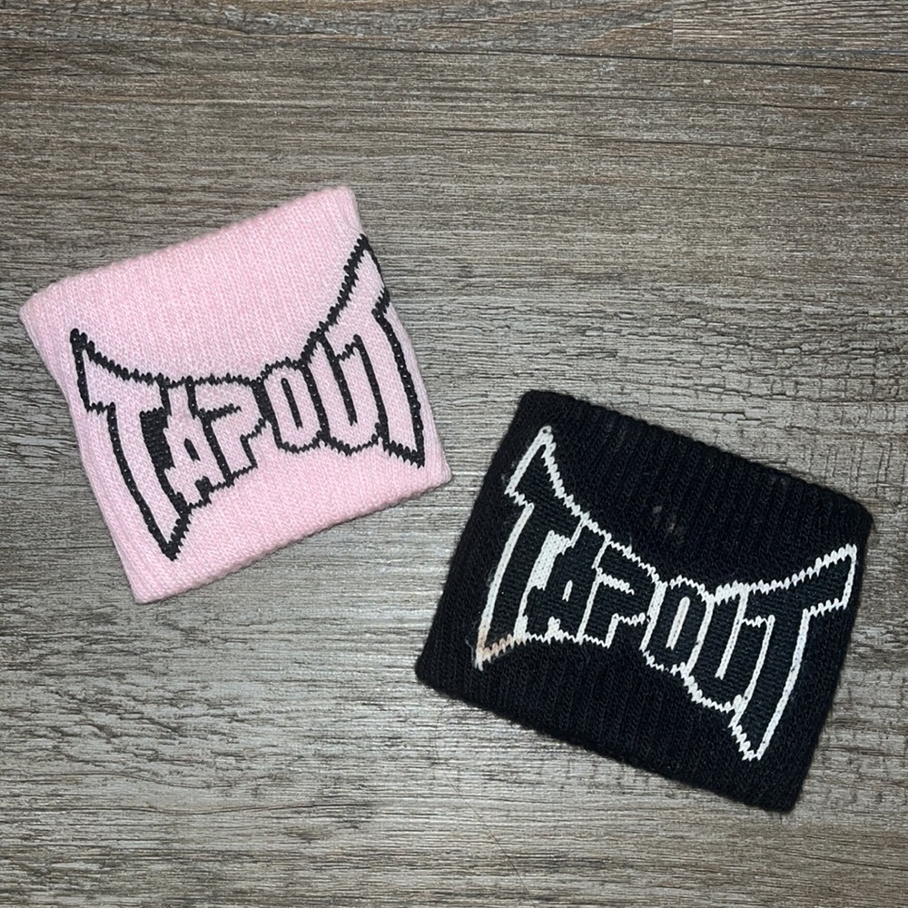 Tapout sweatbands wristbands. Pink, black, white. Sporty activewear fitness